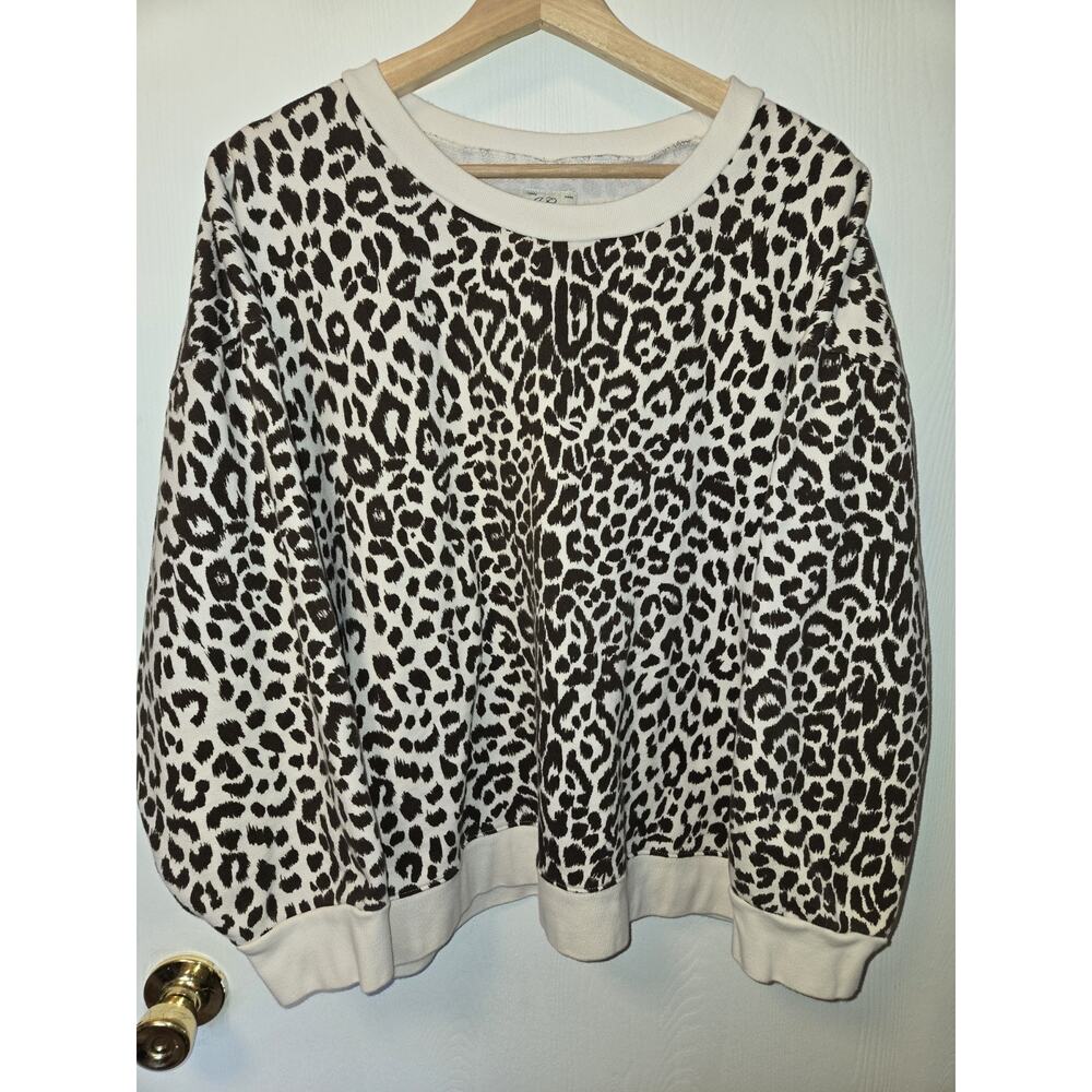 J. Crew Vintage 3X Animal Print Tan Brown Sweatshirt Plus